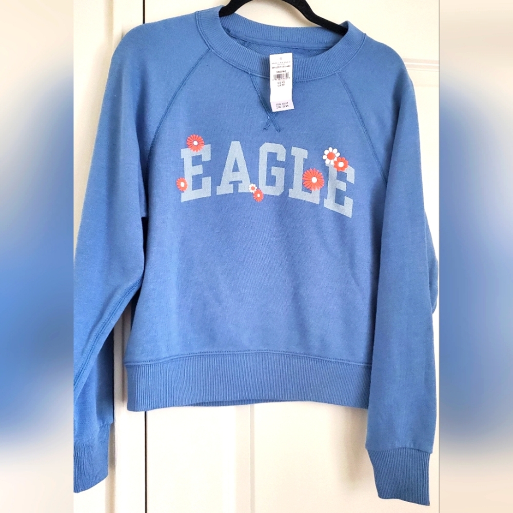 Blue Eagle Sweatshirt with Floral Accents